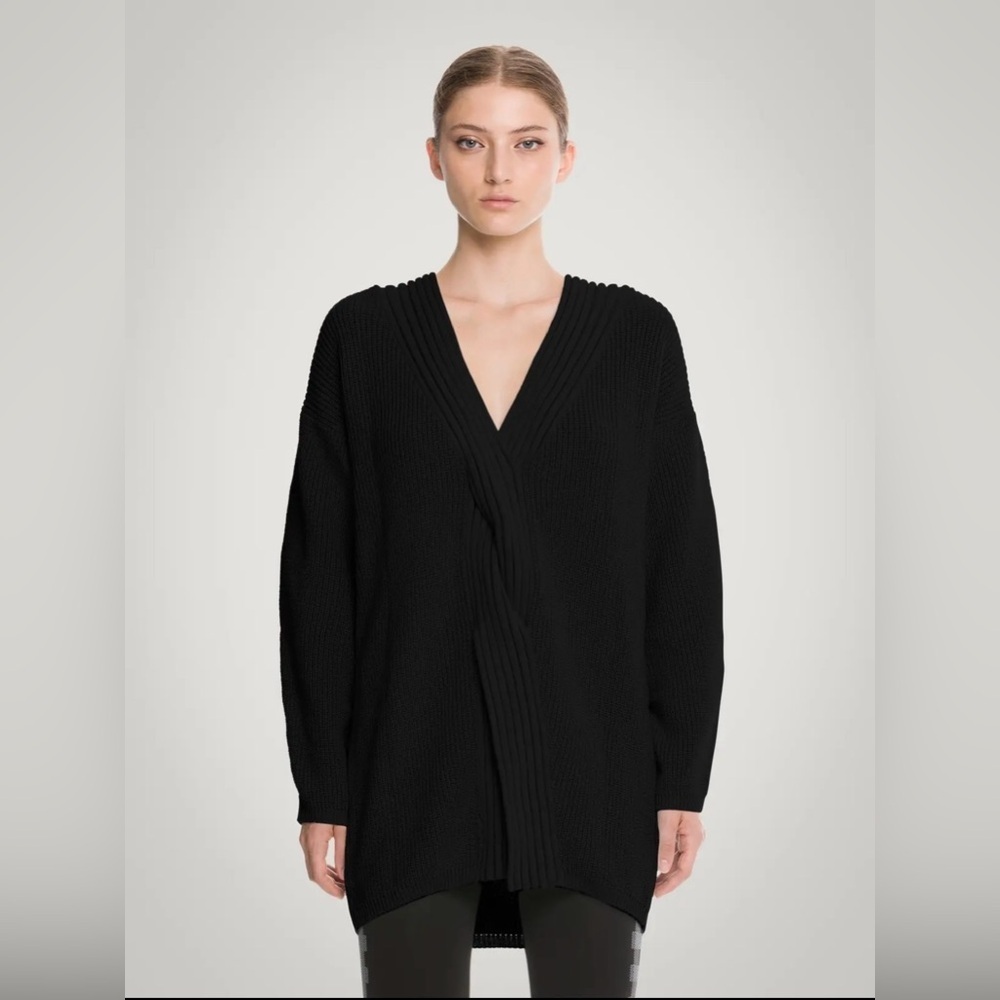 Wolford Braid Knit Merino Wool Top Black Size S NWT
